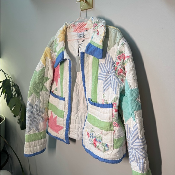 23. OSCILATEY One of a Kind Hand Made Modern Stars Quilt Coat Jacket NWT Medium - Picture 2 of 4